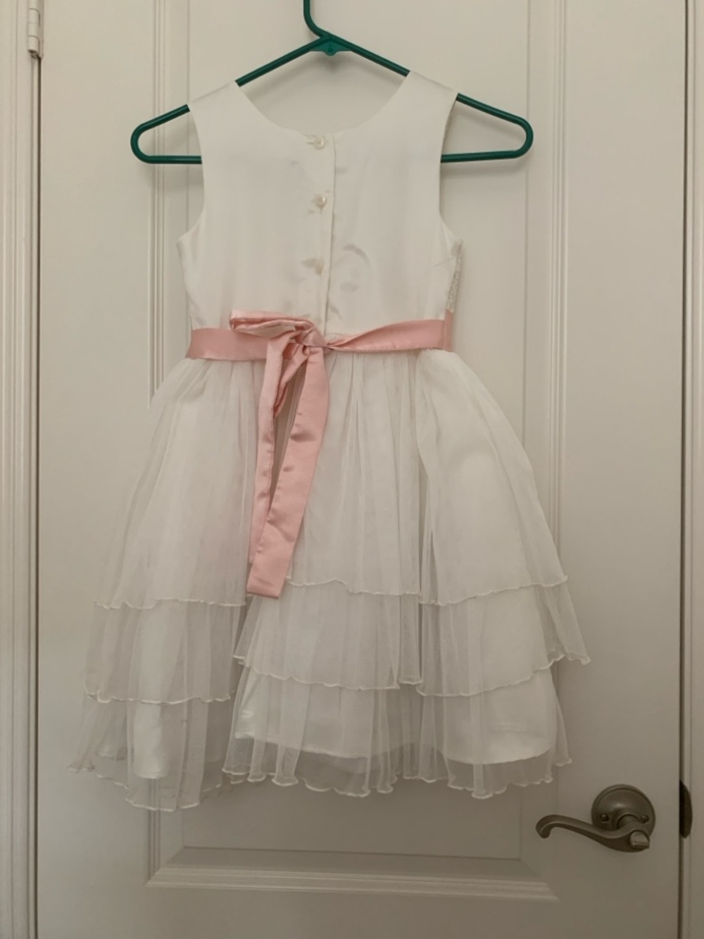 Jona Michelle Girls Lace & Tulle Party Dress Size 7 White Pink Flower Girl - Picture 4 of 11